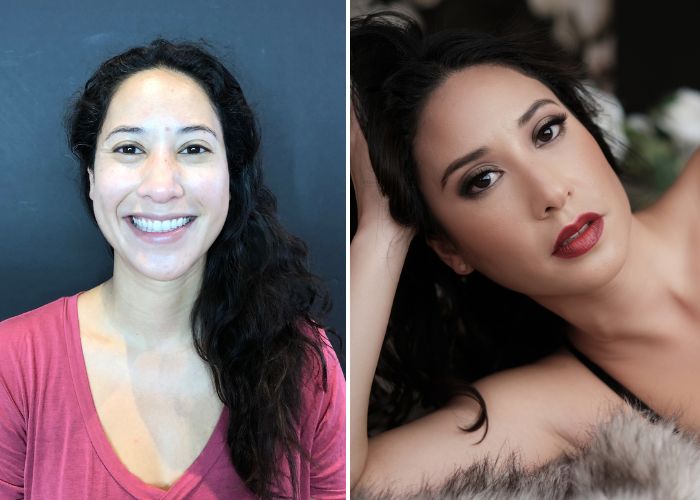 Before & After of bipoc woman at her boudoir photoshoot